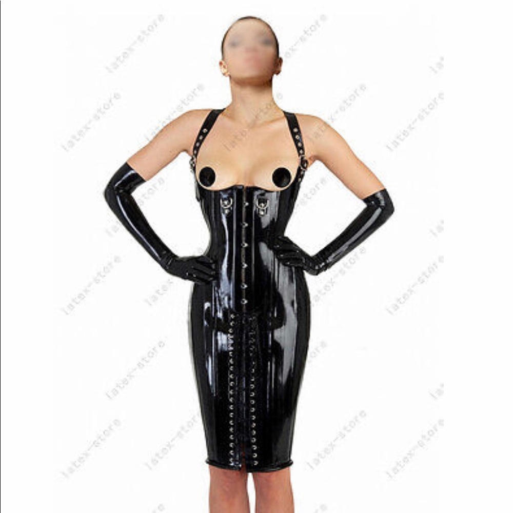 Latex Rubber Corset Dress, Fully Boned